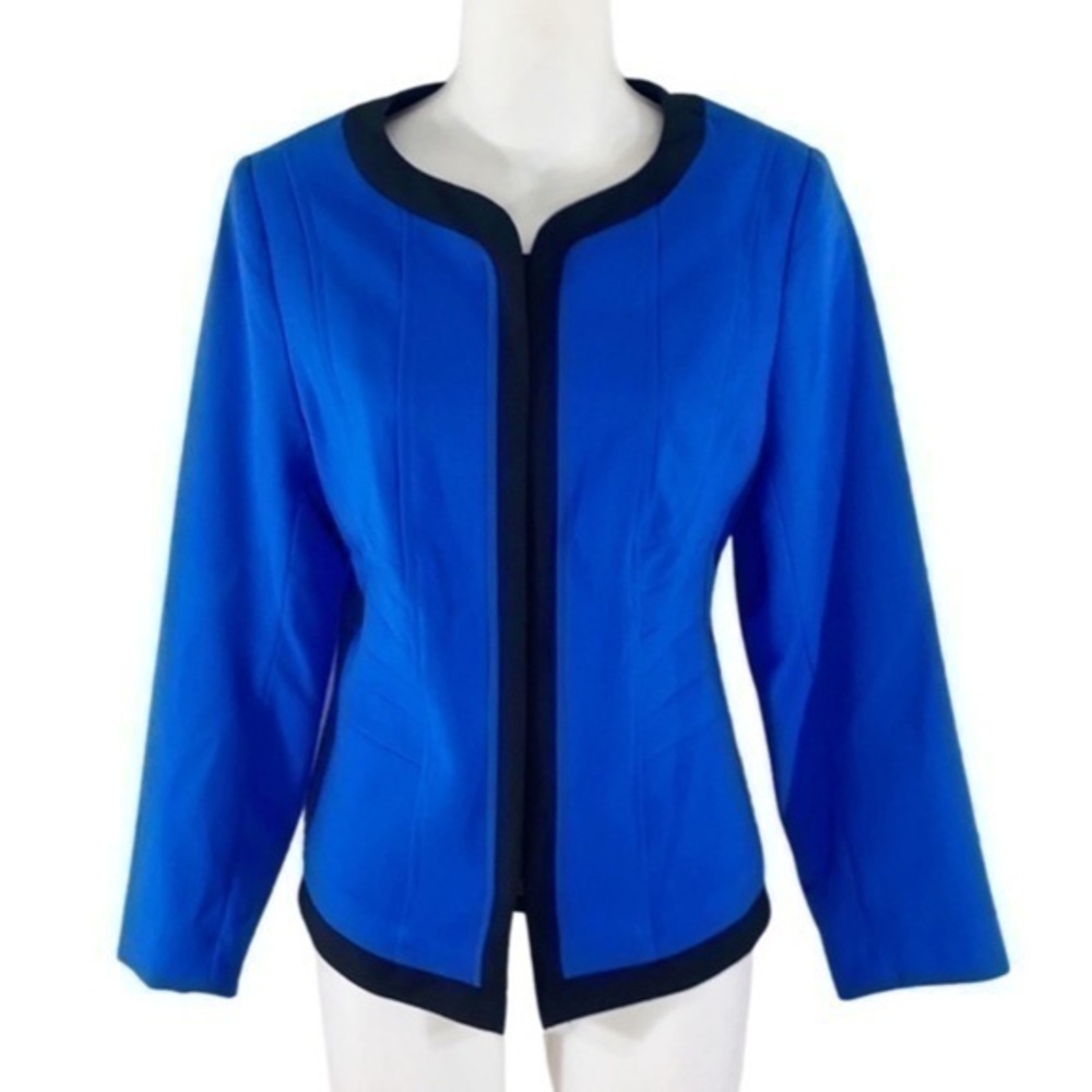 Calvin Klein cobalt blue black trim zipper jacket